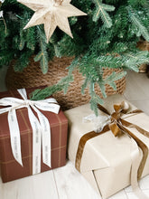 Load image into Gallery viewer, Brown Plaid Wrapping Paper Sheet
