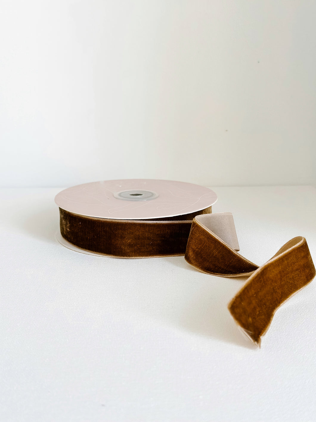 Velvet Ribbon: Light Brown, Thick