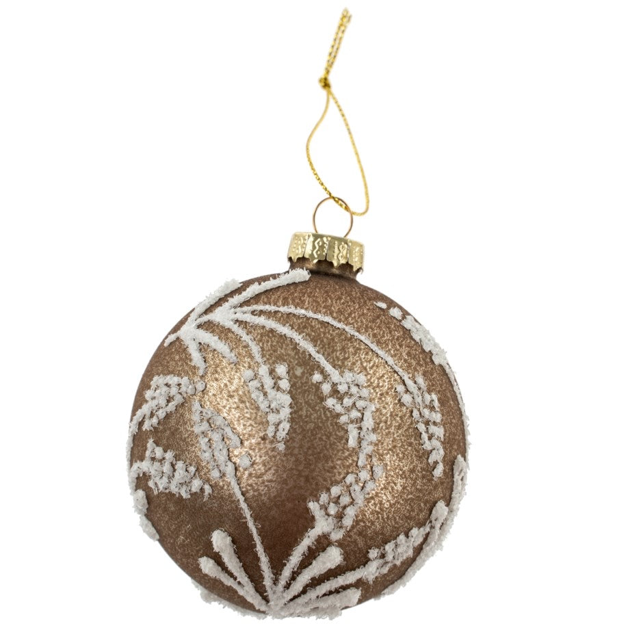 Frosted Willow Glass Bauble - Brown