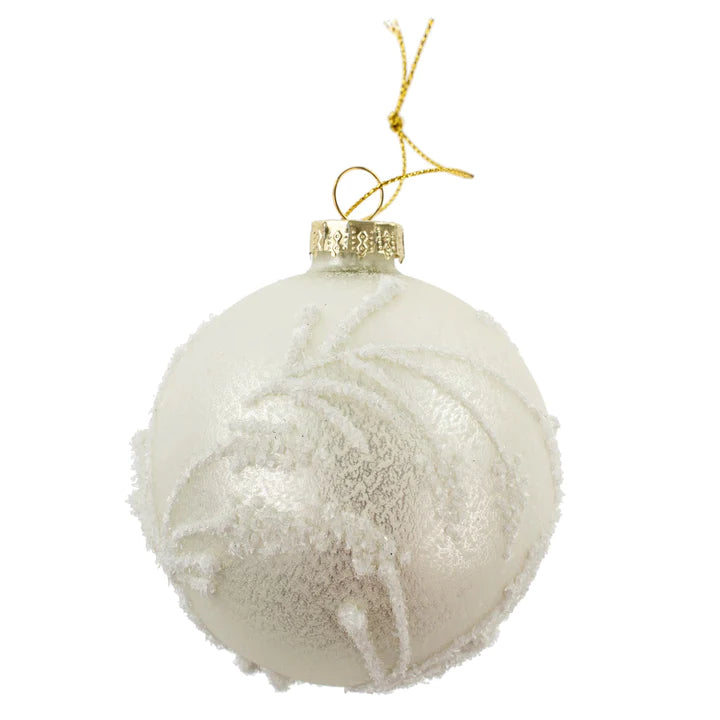 Frosted Willow Glass Bauble - White