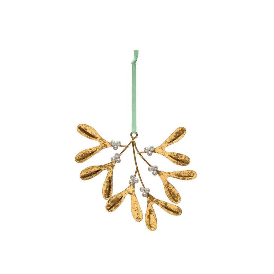 Metal Mistletoe Ornament with Glass Beads