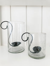 Load image into Gallery viewer, Glass &amp; Metal Hurricane Candle Holder Set
