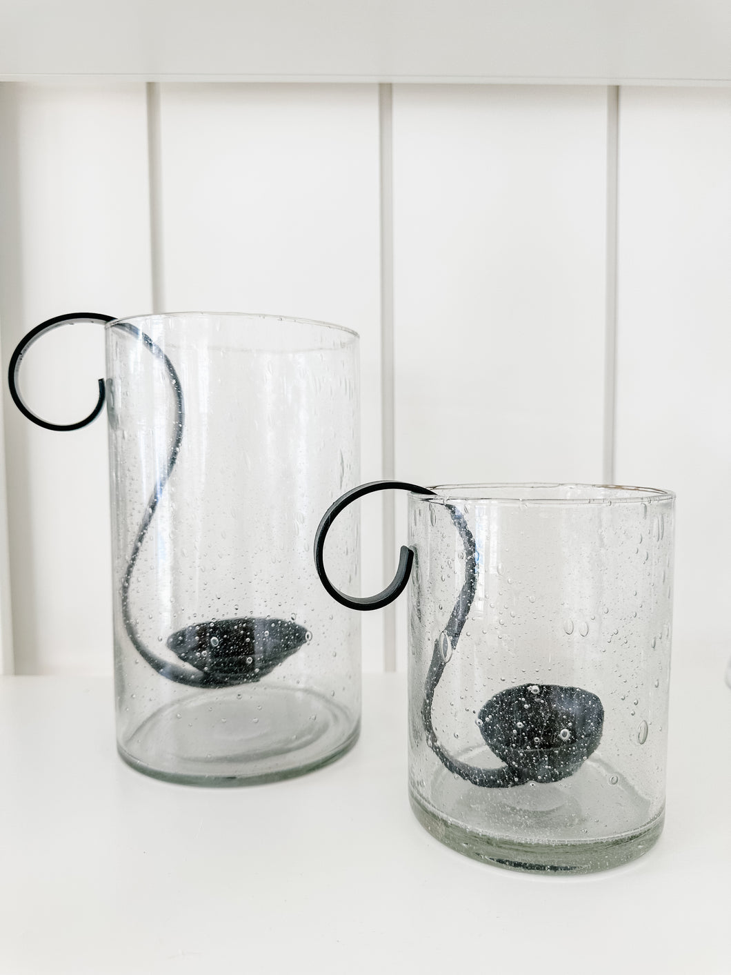 Glass & Metal Hurricane Candle Holder