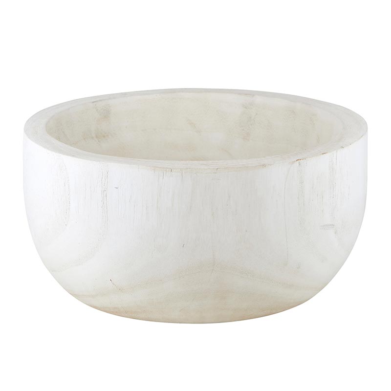 Paulownia Wood Bowl: White Washed