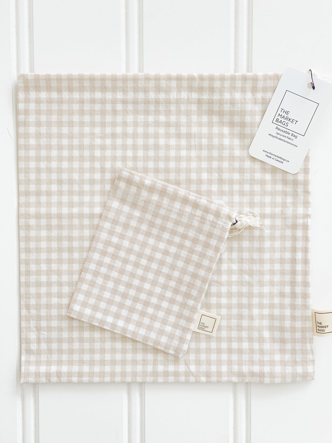 The Market Bags: Beige Gingham