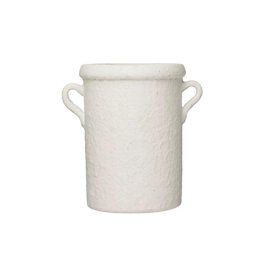 White Terracotta Crock with Handles